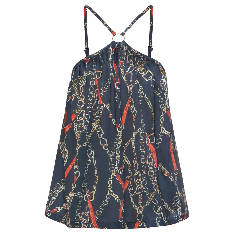 Lascana LASCANA Top navy / cognac / grijs / rood -