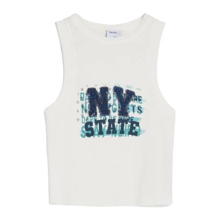 Bershka Bershka Top blauw denim / donkerblauw / goud / wit