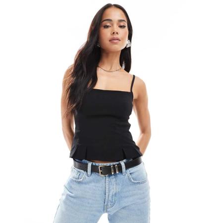 Bershka Elegante korsettop met rechte hals in zwart