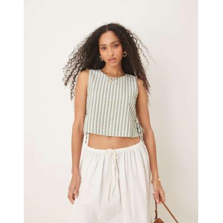 Nobody's Child Verity Top van linnen met strepen in beige-Neutraal