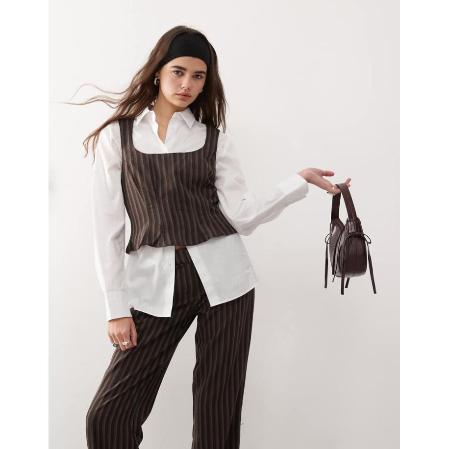 COLLUSION Elegante korsettop met krijtstreep in bruin Bruin