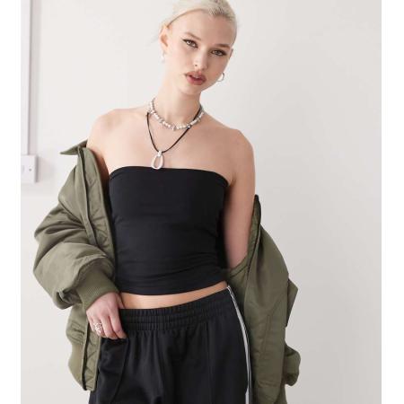 COLLUSION Dubbel gevoerde bandeau-top in zwart