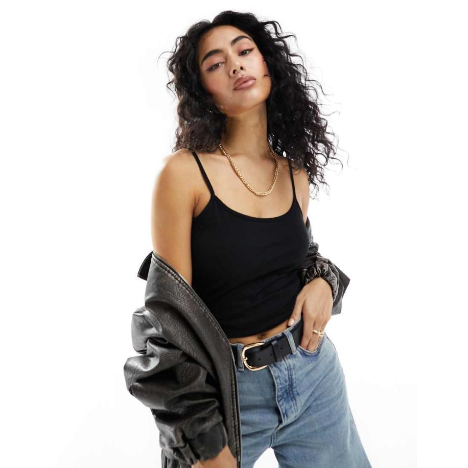 JDY Tanktop met smalle bandjes in zwart Zwart