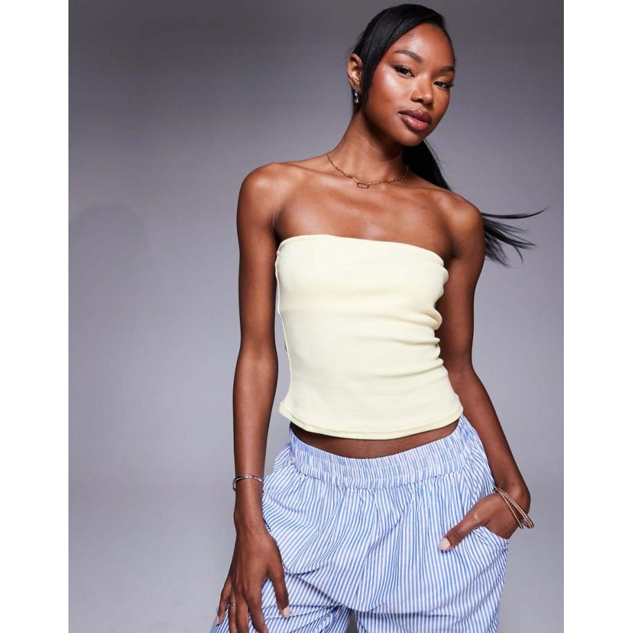 Princess Polly Geribbelde bandeau-top in geel Geel