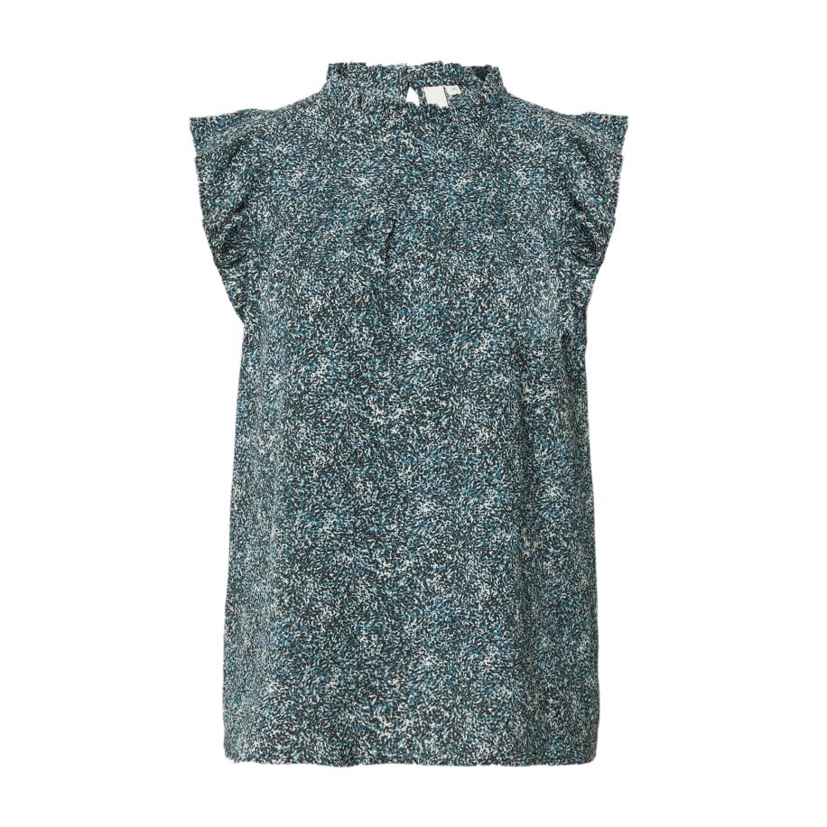 QS QS Blouse blauw / petrol / zwart -