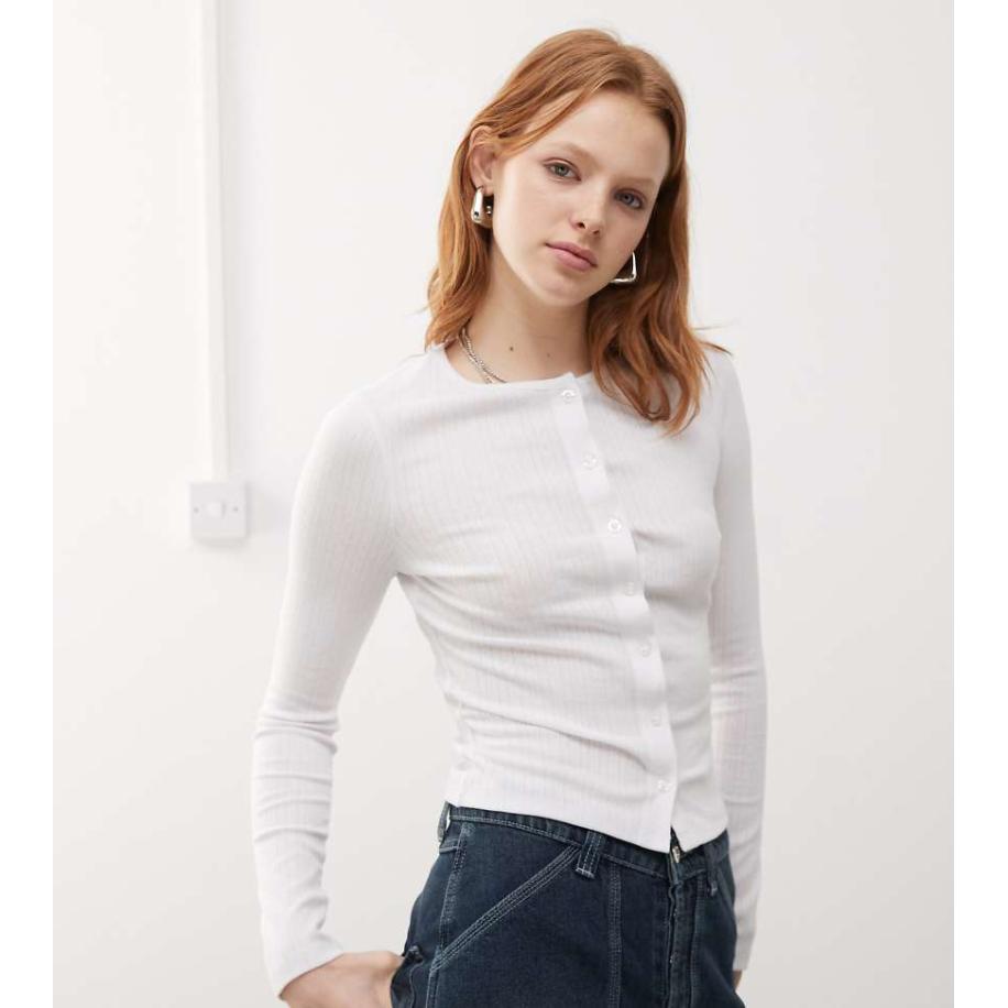 COLLUSION Ajourgebreid vest met lange mouwen in wit Wit