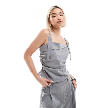 French Connection Franklin Elegante asymmetrische cami in grijs, deel van co-ord set