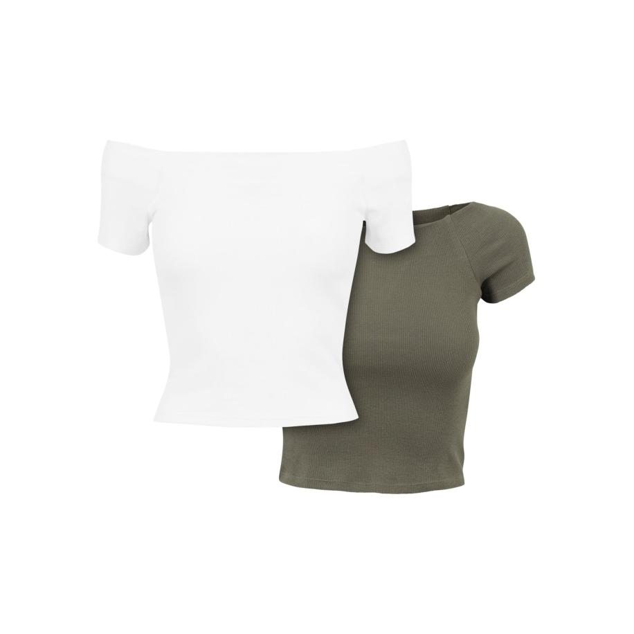 Urban Classics Urban Classics Shirt kaki / wit -