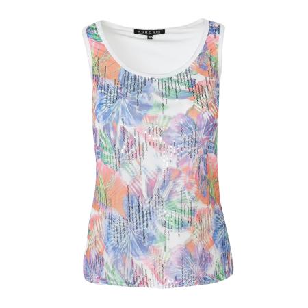 KOROSHI KOROSHI Top violetblauw / oranje / rosa / wit