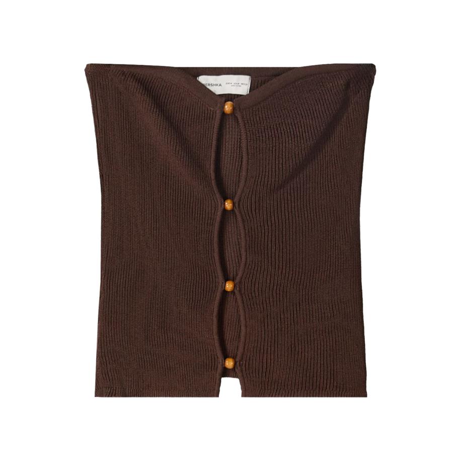 Bershka Bershka Gebreide top donkerbruin -