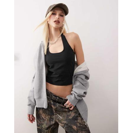 COLLUSION Haltertop met biezen in zwart