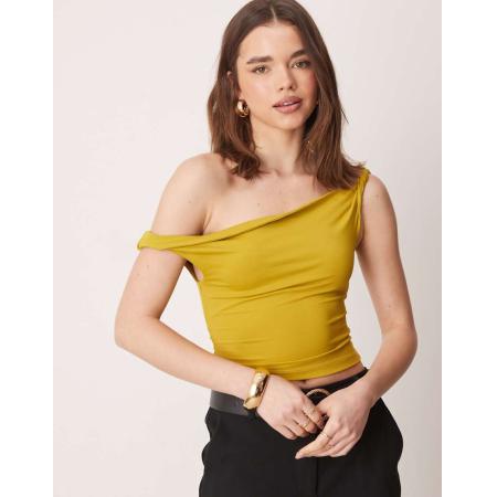 ASOS DESIGN Top met gedraaide bandjes in olijfgroen