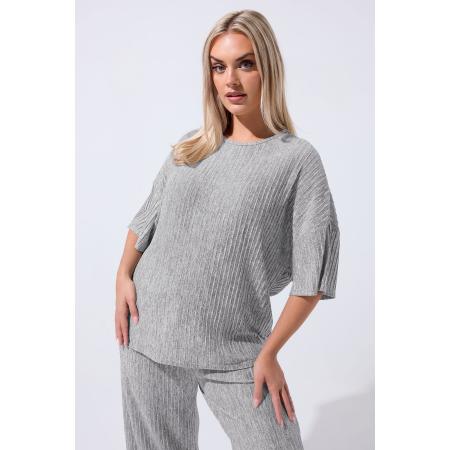 Limited Collection Plus Size Grey Ribbed Top Size 42