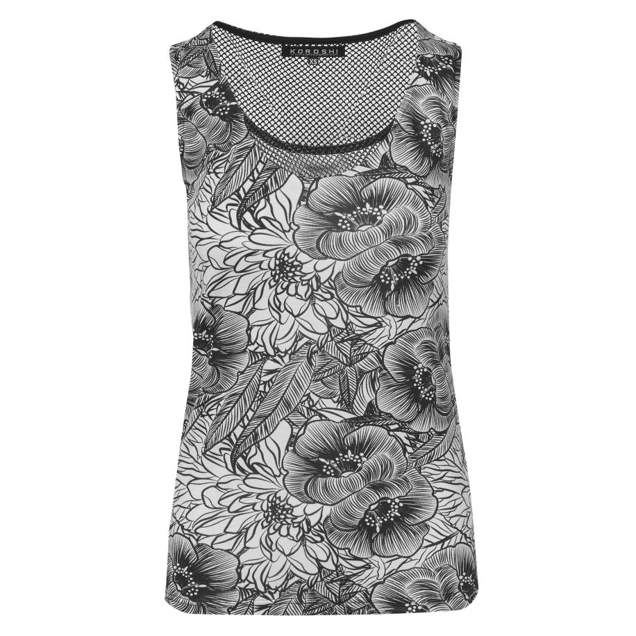 KOROSHI Top zwart / wit Wit