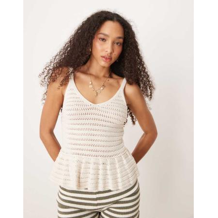 New Look Gebreid hemd met peplum in wit