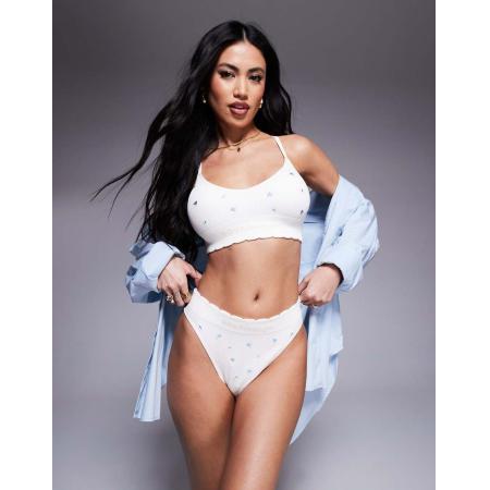 Boux Avenue Bralette met bloemenborduursels in ivoorwit