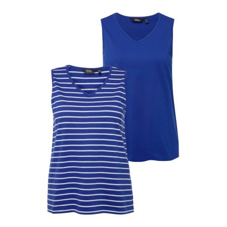 Ulla Popken Ulla Popken Top blauw / kobaltblauw / wit