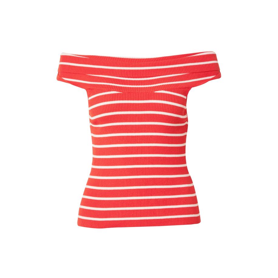 Monki Monki Gebreide top rood / wit -
