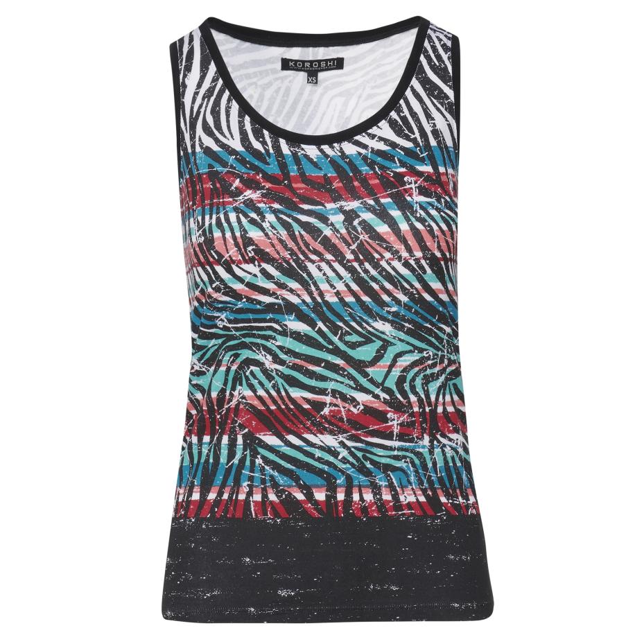 KOROSHI Top blauw / turquoise / rood / zwart Multicolor
