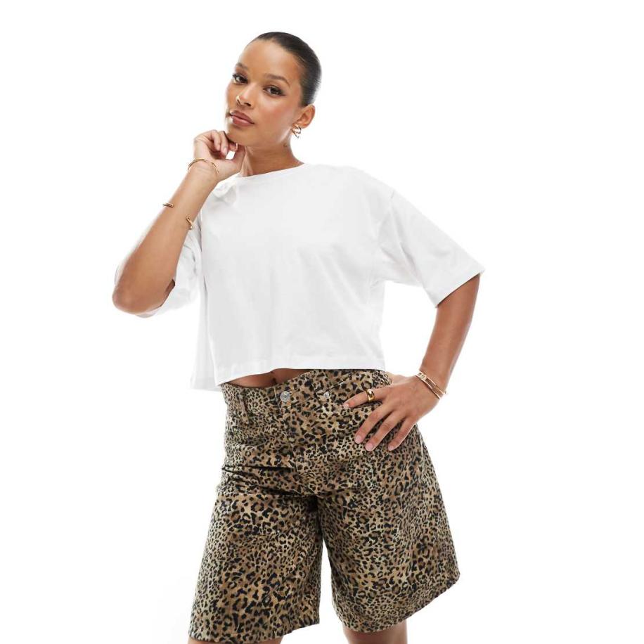 JJXX Oversized cropped T-shirt in wit Wit