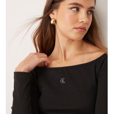 Calvin Klein Jeans Top met blote schouders in zwart, exclusief bij ASOS