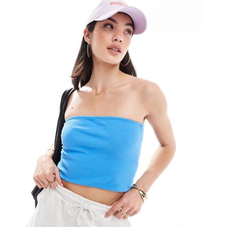 Pieces Bandeau-top in felblauw