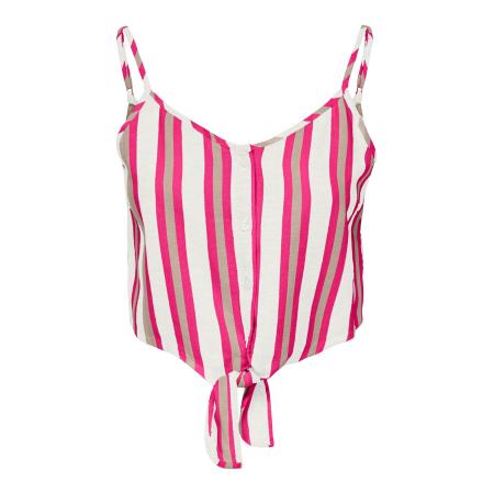 Kaiia Exclusives Top van glad mesh met bandjes, sjaaldetail en gedrapeerde halslijn in roze met bruine stippen, deel van co-ord set-Veelkleurig