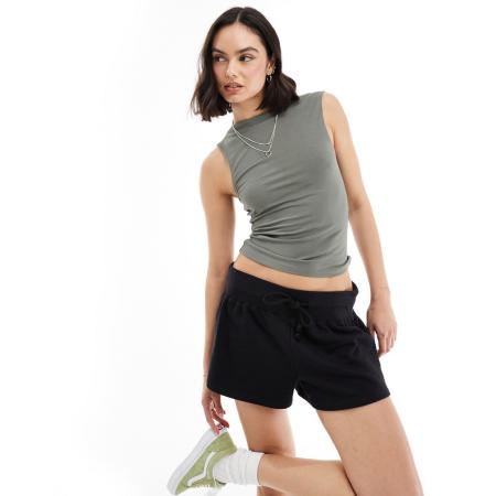 Miss Selfridge Mouwloze tanktop met rechte hals in saliegroen-Wit