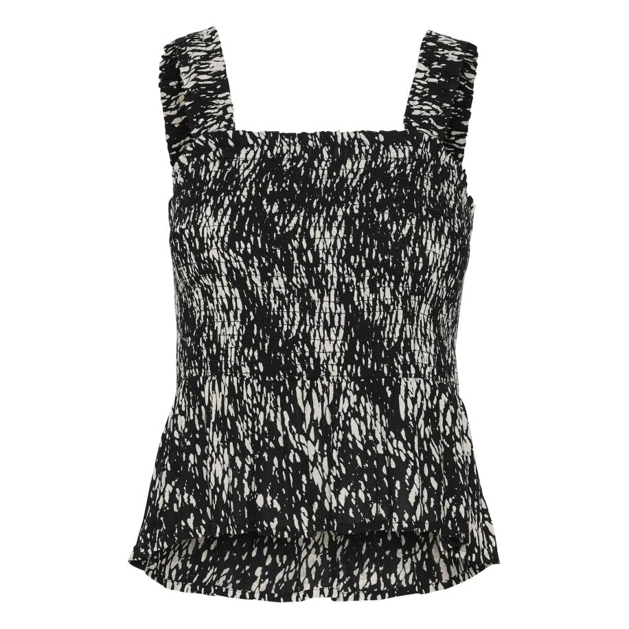 Kaffe Top Amber lichtbeige / zwart Zwart