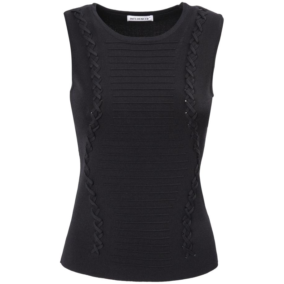 Influencer Influencer Gebreide top zwart -