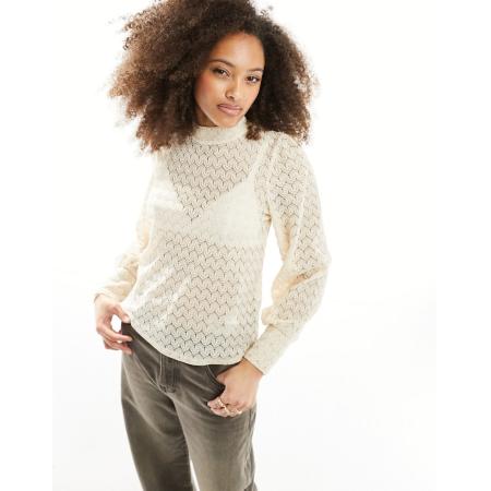 JDY Top met lange mouwen in zandschelp-Neutraal