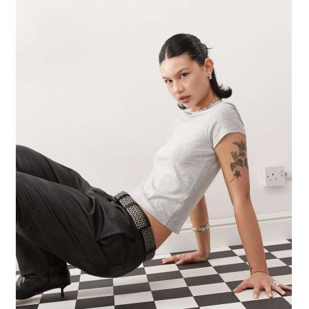 COLLUSION Baby tee in gemêleerd grijs