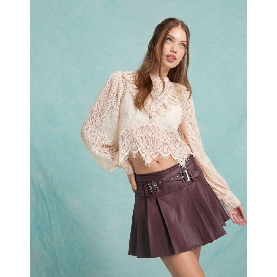 Miss Selfridge Kanten victoriaanse blouse in roze Roze
