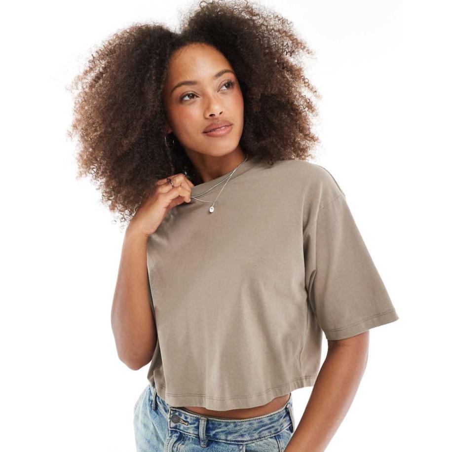 JJXX Oversized cropped T-shirt in beige-Neutraal Multicolor