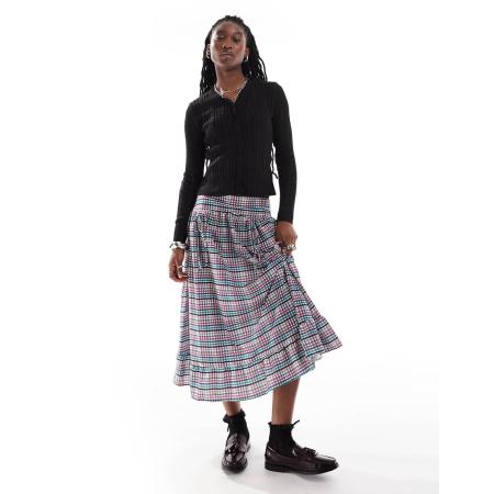 Daisy Street Gebreide top met lange mouwen, V-hals en kant in zwart