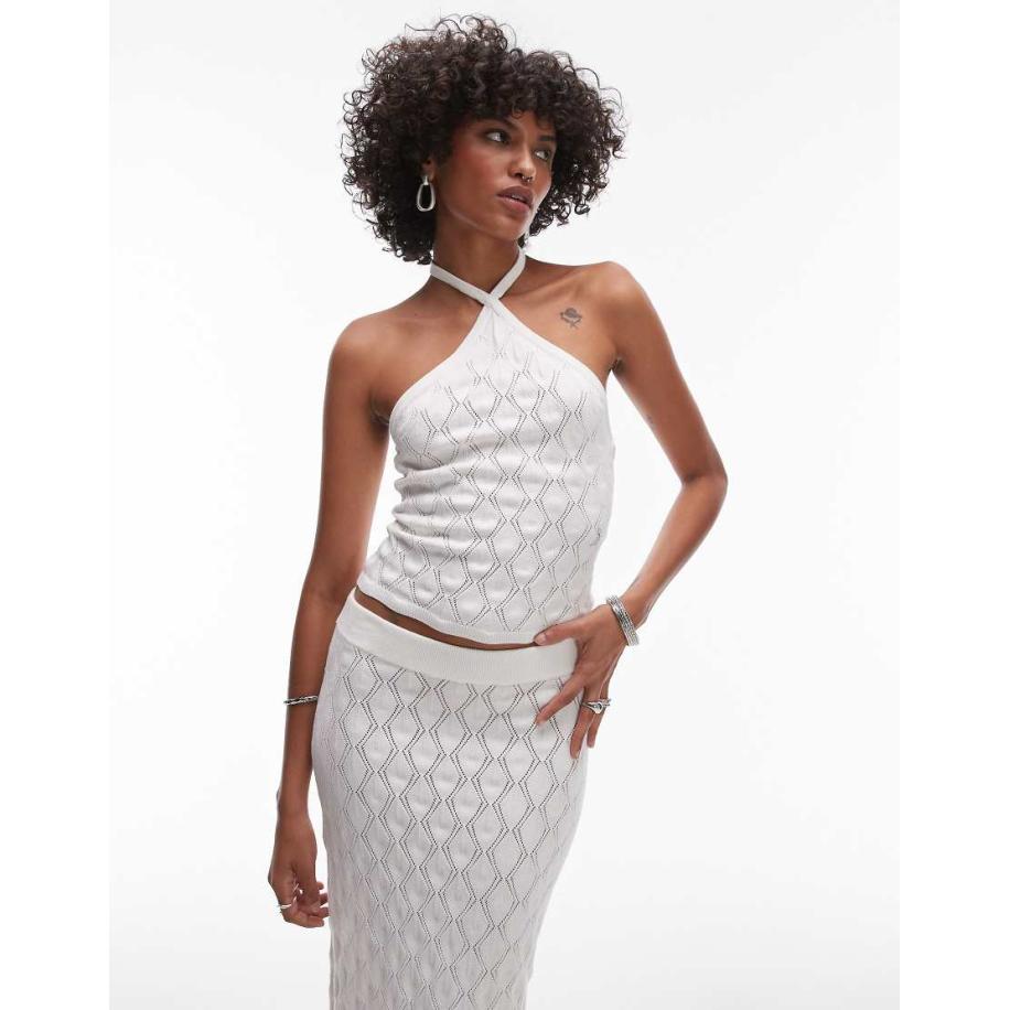 Rhythm Daisy Gebreide top met halternek in wit, deel van co-ord set Wit