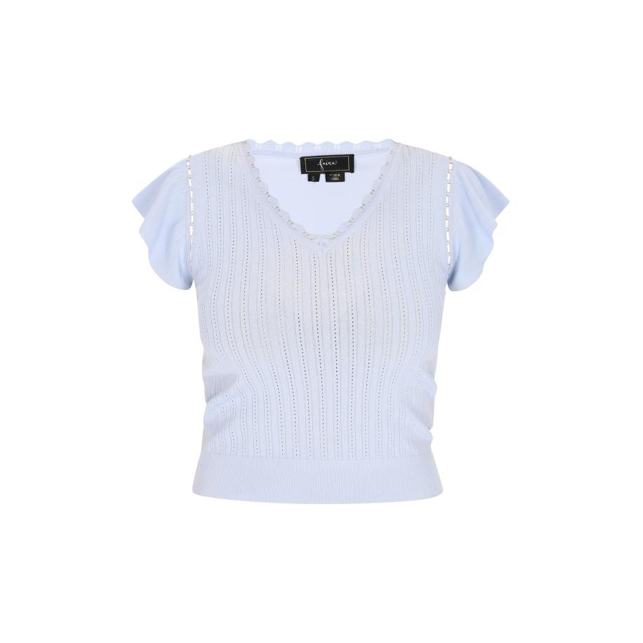 Faina faina Top lichtblauw -