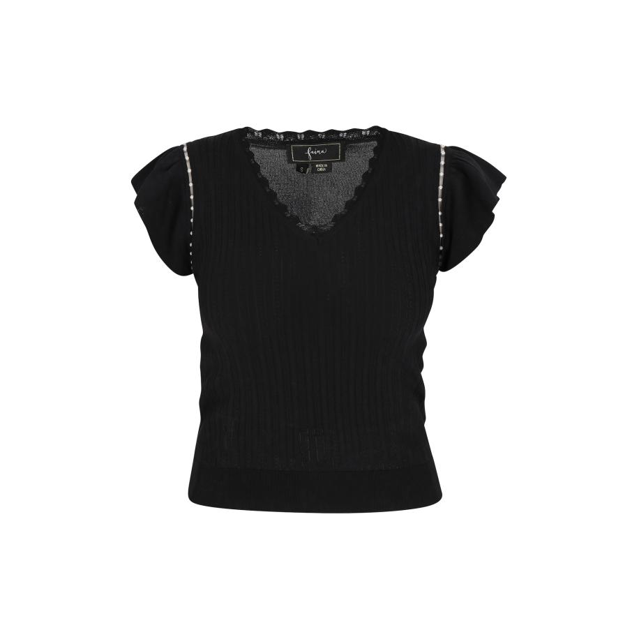 Faina faina Top zwart / parelwit -