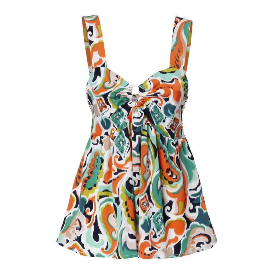 Influencer Influencer Top lichtgroen / donkeroranje / zwart / wit -