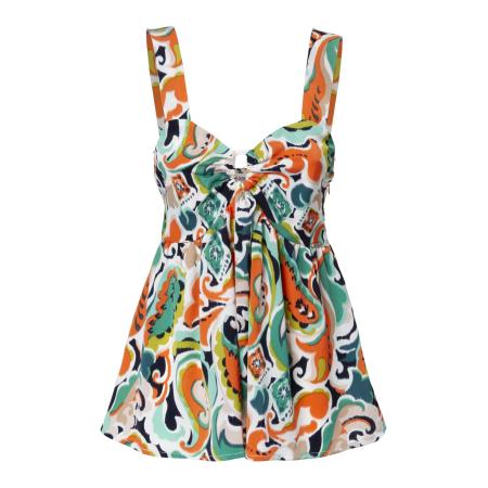 Influencer Influencer Top lichtgroen / donkeroranje / zwart / wit