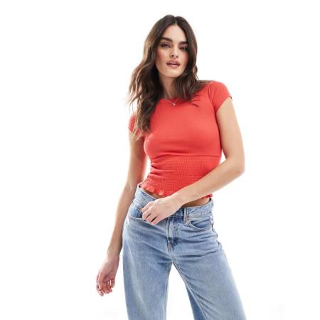 Cotton On Pia Gesmokte top met korte mouwen in rood