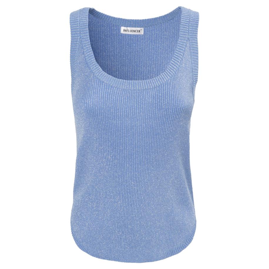 Influencer Gebreide top blauw Blauw