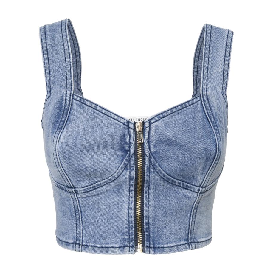 Influencer Influencer Top blauw denim -