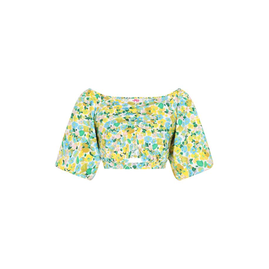 MYMO MYMO Blouse Spring Summer hemelsblauw / geel / mosterd / wit -