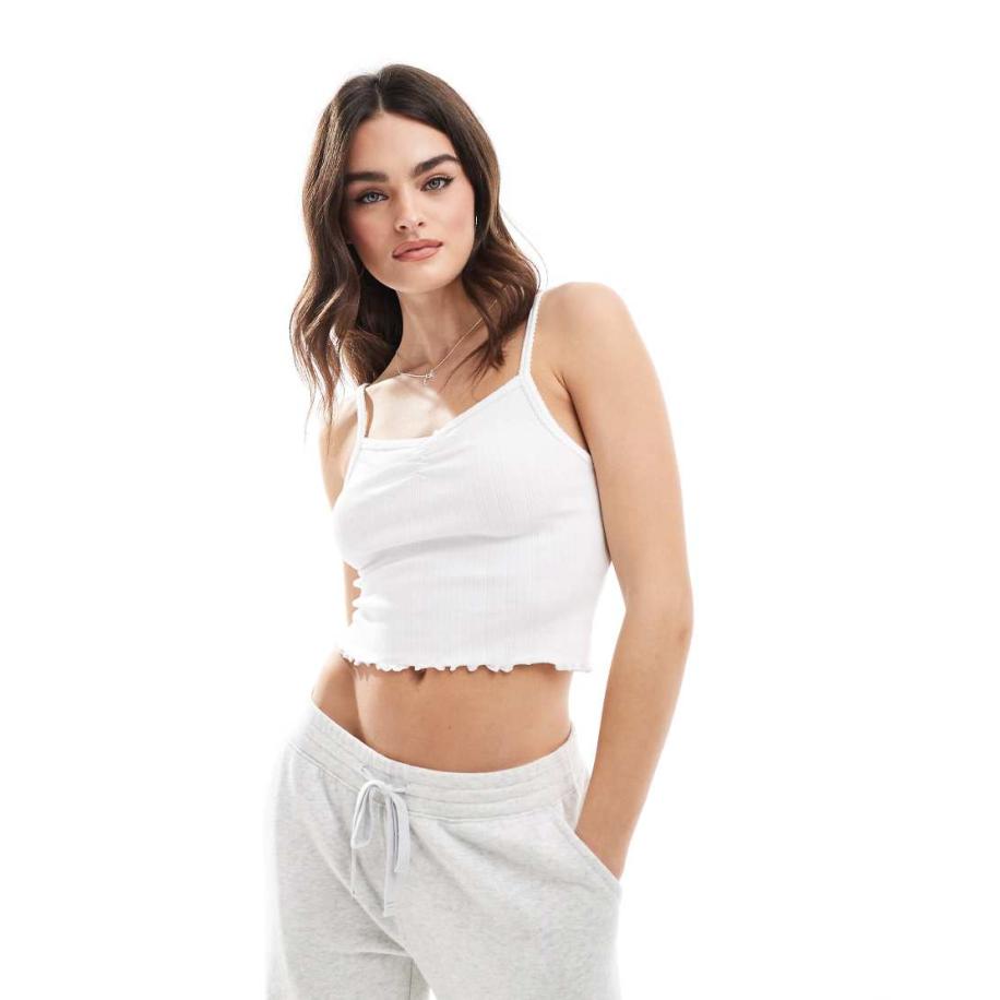 Cotton On Ajourgebreid cropped camihemdje in wit Wit