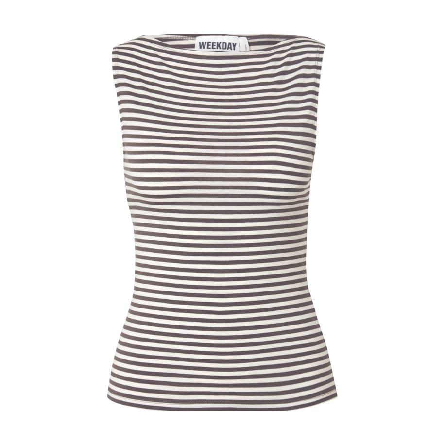 Weekday WEEKDAY Top Annie antraciet / wit -