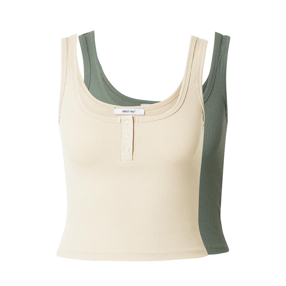 ABOUT YOU ABOUT YOU Top Dotta lichtbeige / olijfgroen -