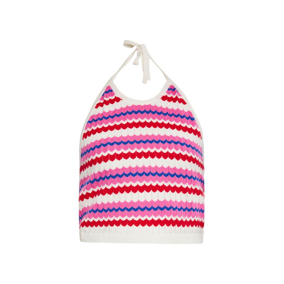 ebeeza ebeeza Gebreide top blauw / pink / rood / wit -