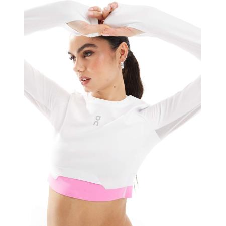 ON Train Crop top met lange mouwen in wit