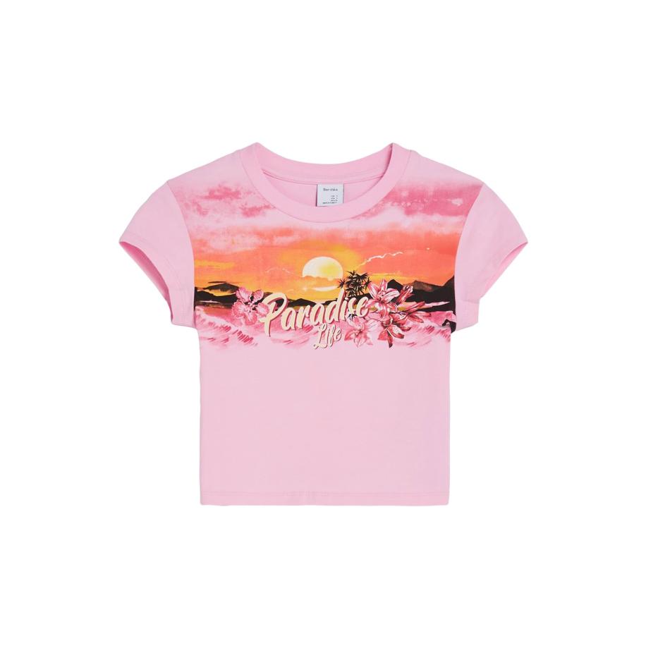 Bershka Bershka Shirt oranje / fuchsia / rosa / zwart -